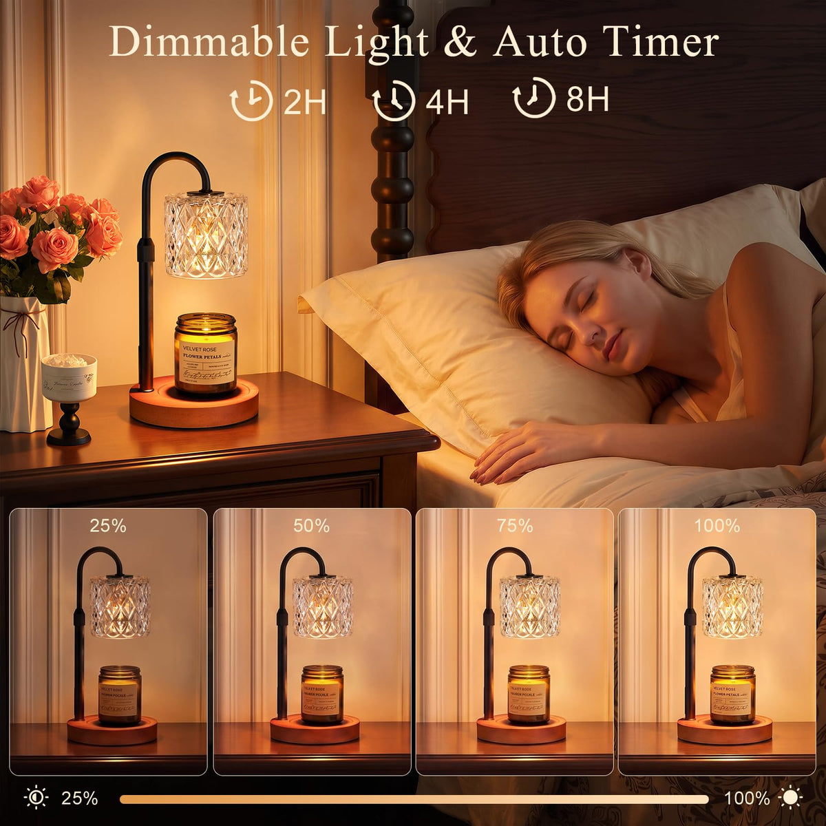 Walnut Candle Warmer Lamp with Timer M9769
