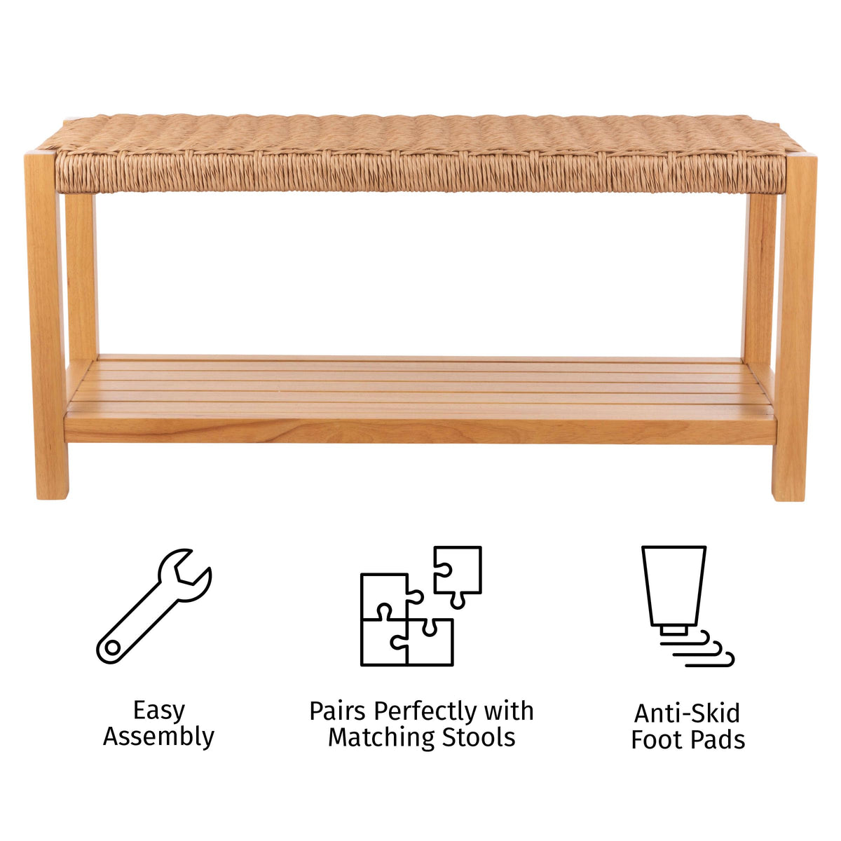Solid Wood Entryway Bench with Shoe Storage C567743