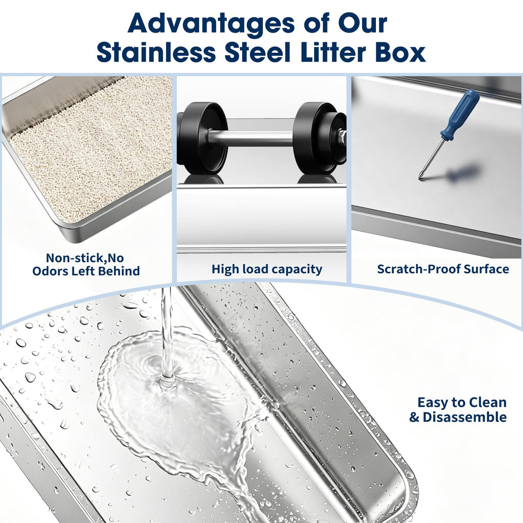 XXXL Stainless Steel Cat Litter Box with Lid X63673