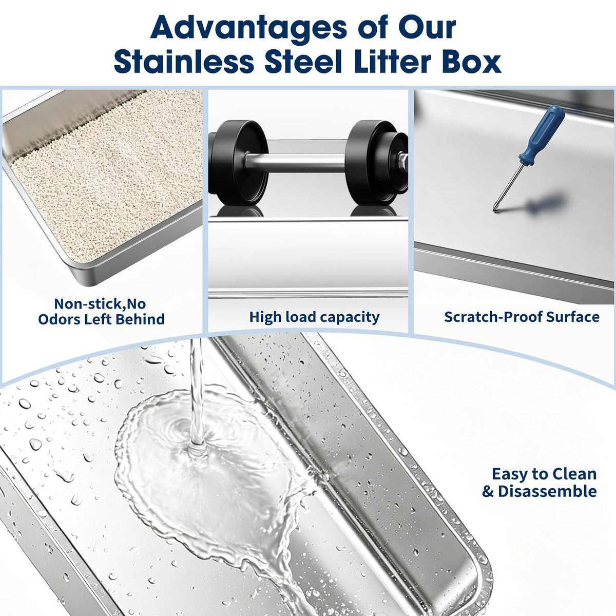 XXXL Stainless Steel Cat Litter Box with Lid X63673