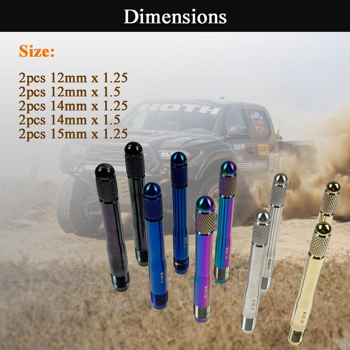 10PC Alloy Steel Wheel Alignment Pins Kit M12x1.5/1.25/M14x1.5/1.25/M15*1.25 Lug Bolt Guide Tool X8907