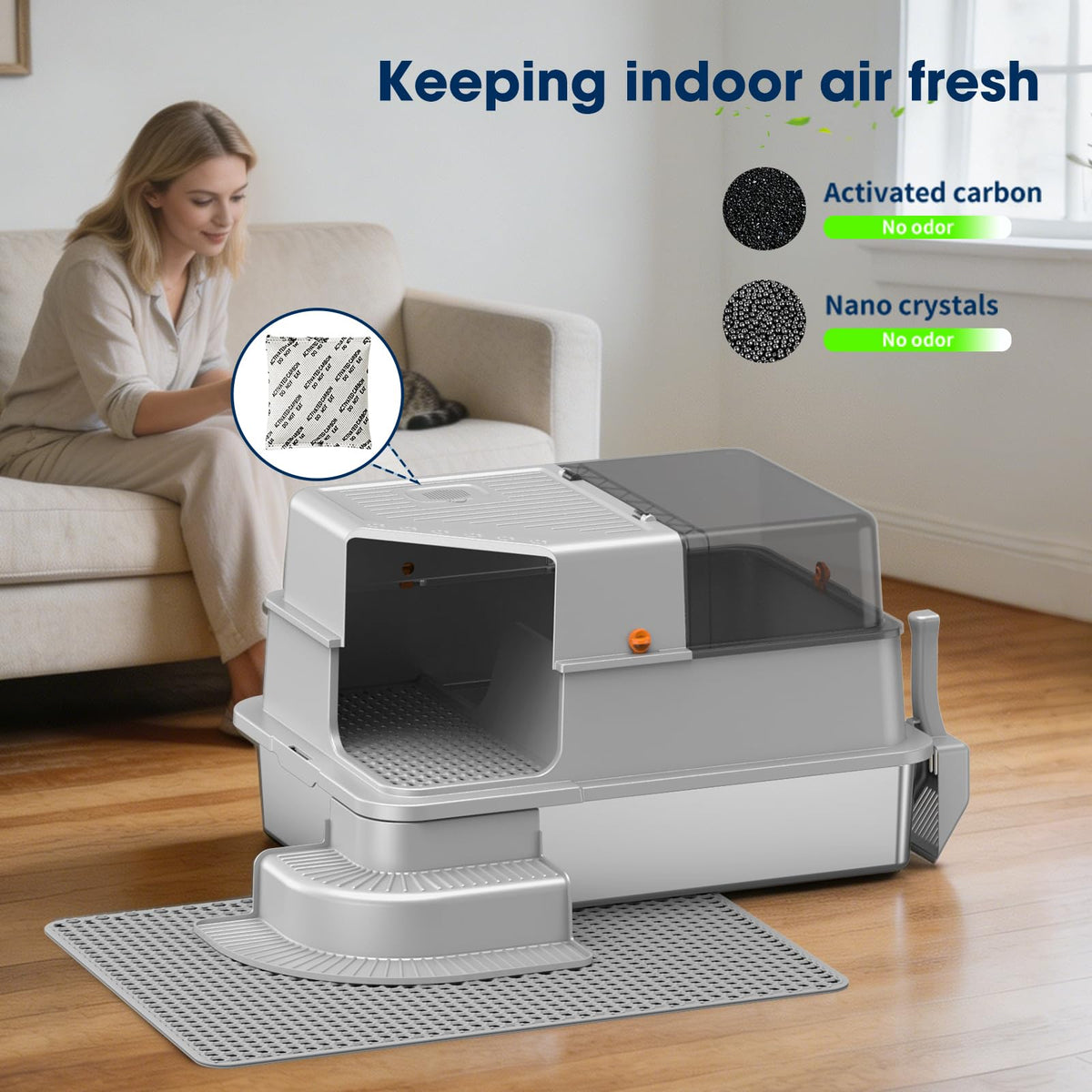 XXXL Stainless Steel Cat Litter Box with Lid X63673
