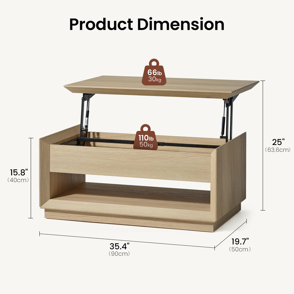 35" Lift Top Wood Coffee Table with Storage D773686