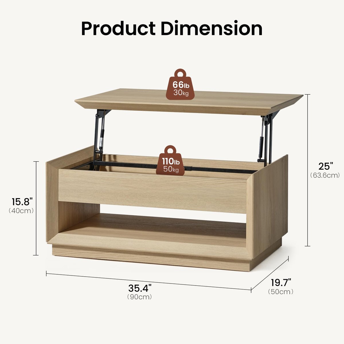 35" Lift Top Wood Coffee Table with Storage D773686