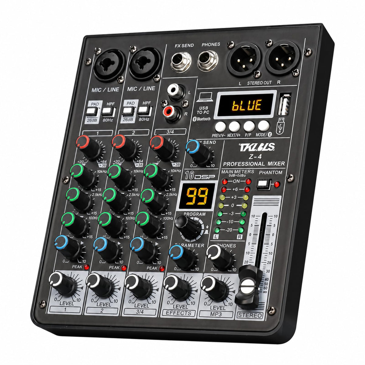 4 Channel Podcast Audio Mixer with 99 DSP Effects O890256