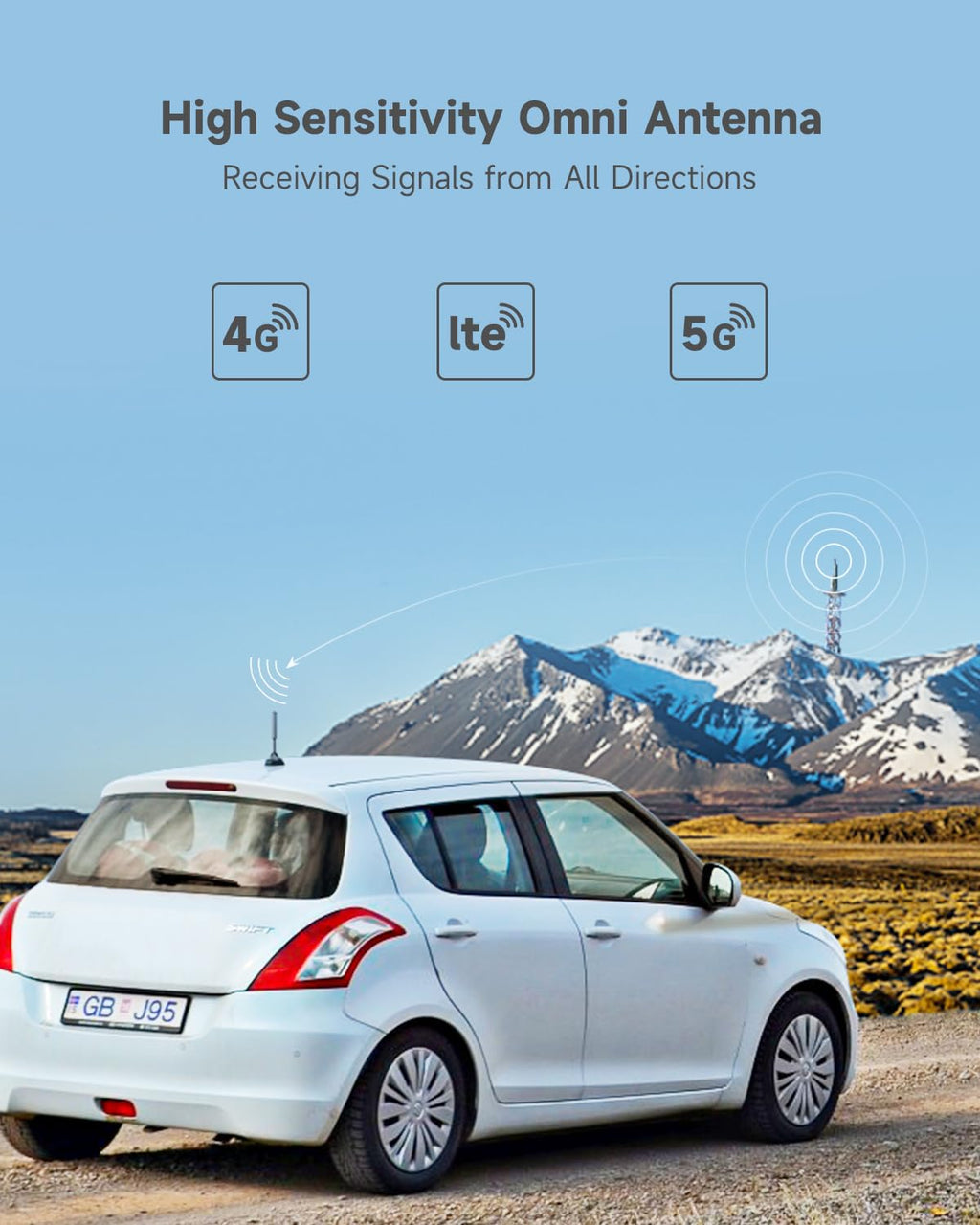 Vehicle Cell Phone Signal Booster with Omni-Directional Roof Antenna Grey T210