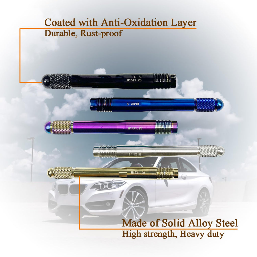 10PC Alloy Steel Wheel Alignment Pins Kit M12x1.5/1.25/M14x1.5/1.25/M15*1.25 Lug Bolt Guide Tool X8907