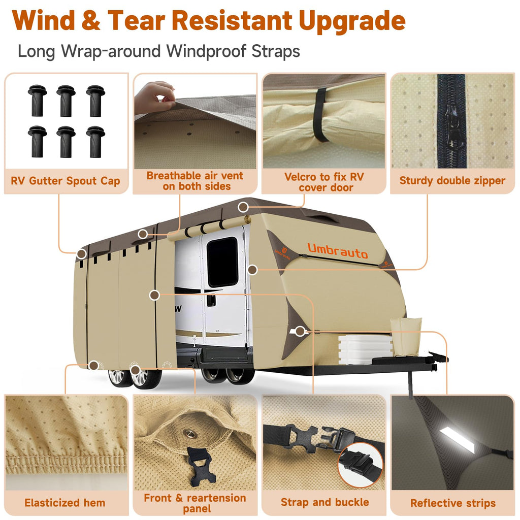 14' ~ 16' Waterproof Windproof Heavy Duty Travel Trailer RV Cover U39633