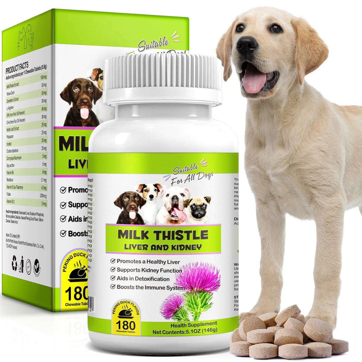 180 Chewable Milk Thistle Tablets for Dogs H50147