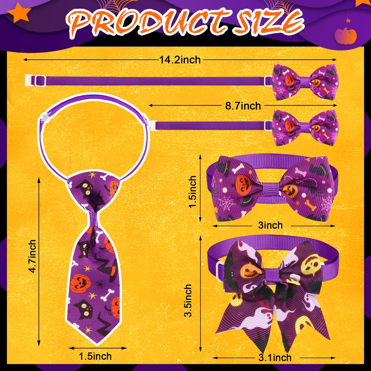 240 Pcs Halloween Dog Bows Tie Collars W23966