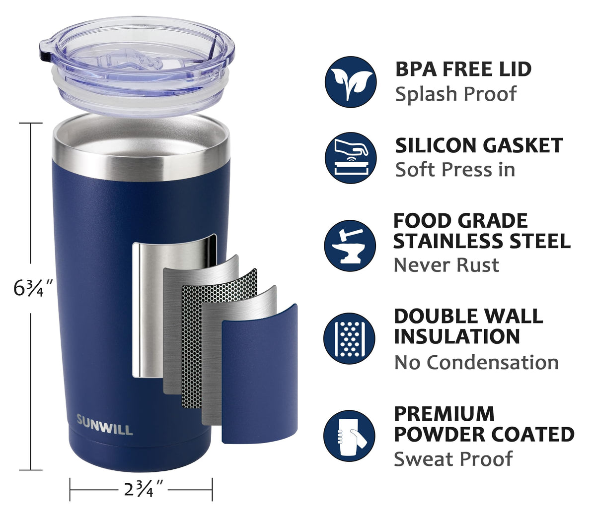 20 oz Insulated Stainless Steel Travel Tumbler with Lid H734315