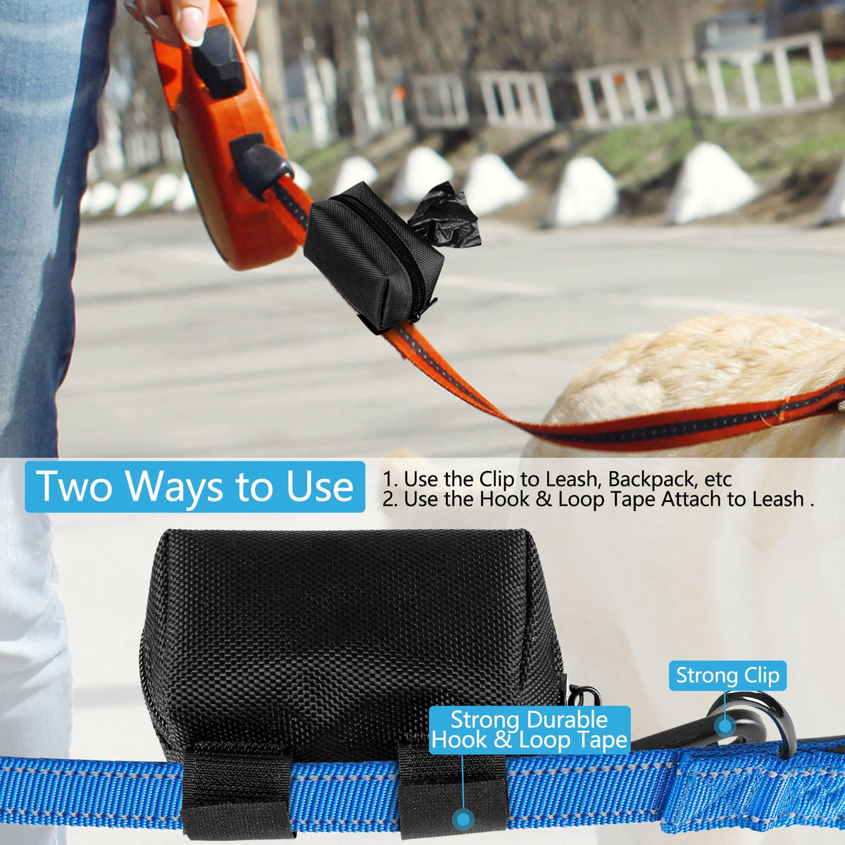 Black Dog Poop Bag Dispenser with Leash Clip C1579