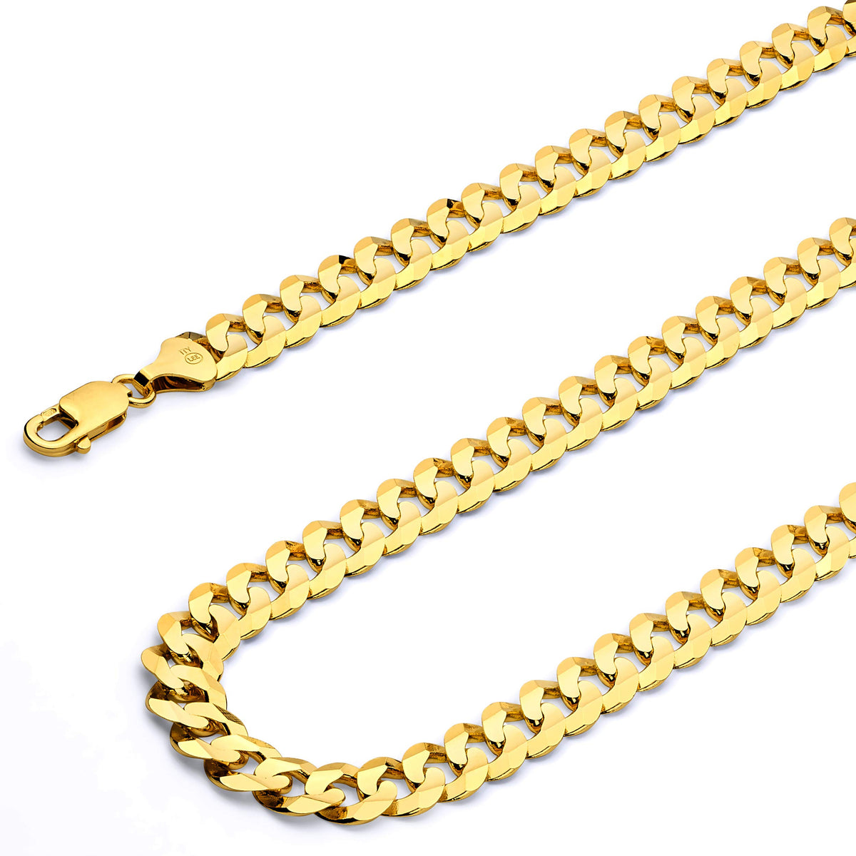 14k Yellow White Two Tone Gold Cuban Concave Curb Chain Necklace Bracelet U6429
