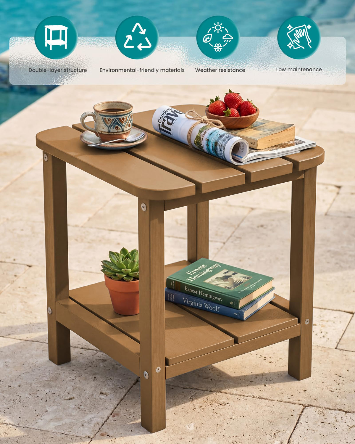 Brown Set of 2 Rectangular End Table Q132