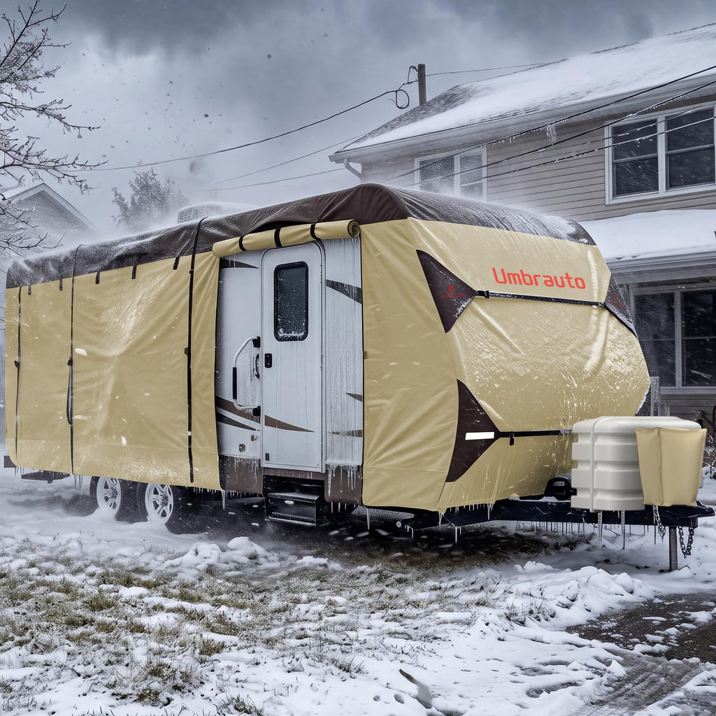 14' ~ 16' Waterproof Windproof Heavy Duty Travel Trailer RV Cover U39633