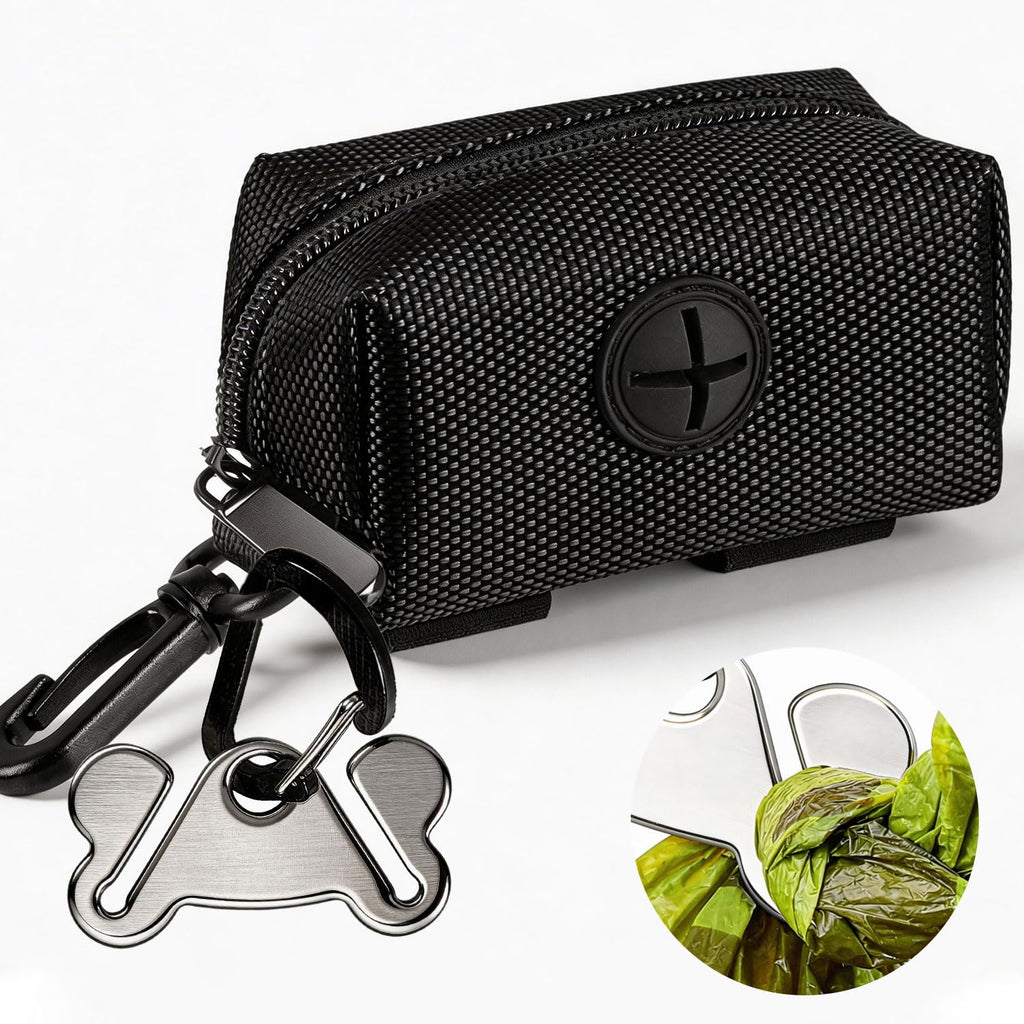Black Dog Poop Bag Dispenser with Leash Clip C1579