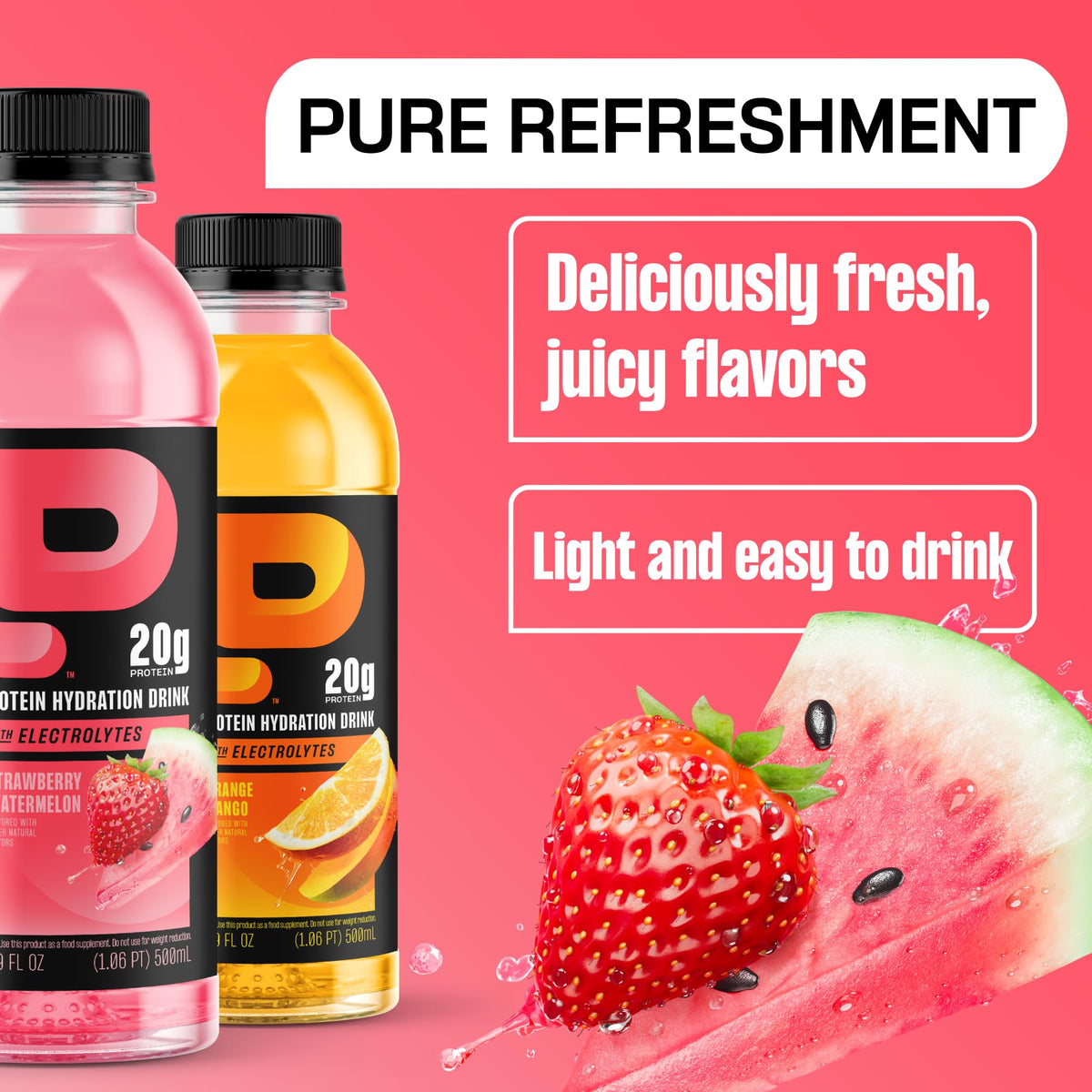 Clear Whey Protein & Electrolyte Beverage 20g Protein 16.9 fl oz 12 Count F394588