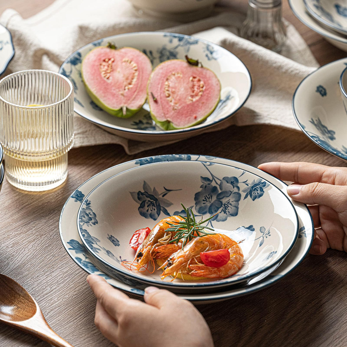 Blue Floral 62PCS Ceramic Dinnerware Set O1209