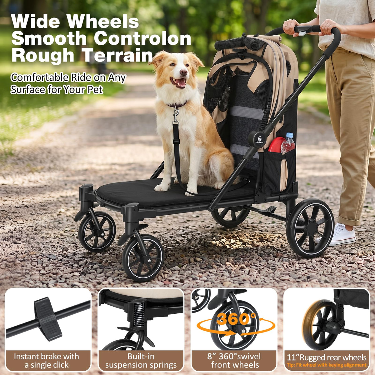 Foldable Dog Stroller with Ramp T807682