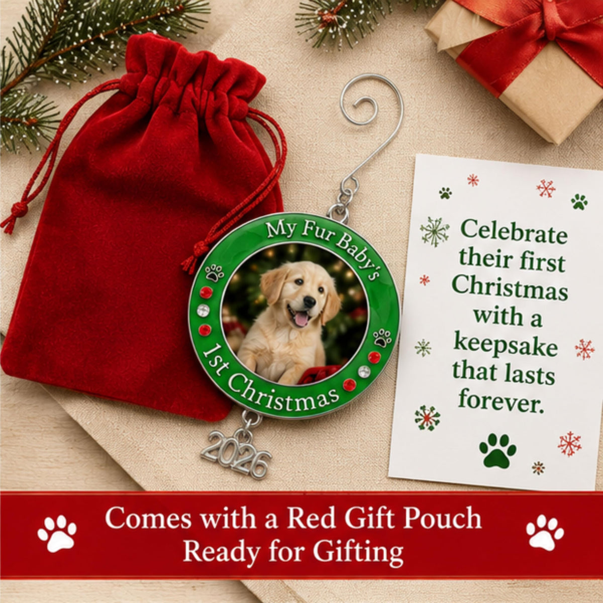 Dog Christmas Photo Ornament 3-Pack 3 Inch S3446