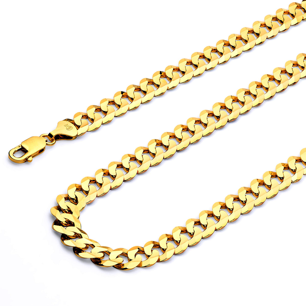 14k Yellow White Two Tone Gold Cuban Concave Curb Chain Necklace Bracelet U6429