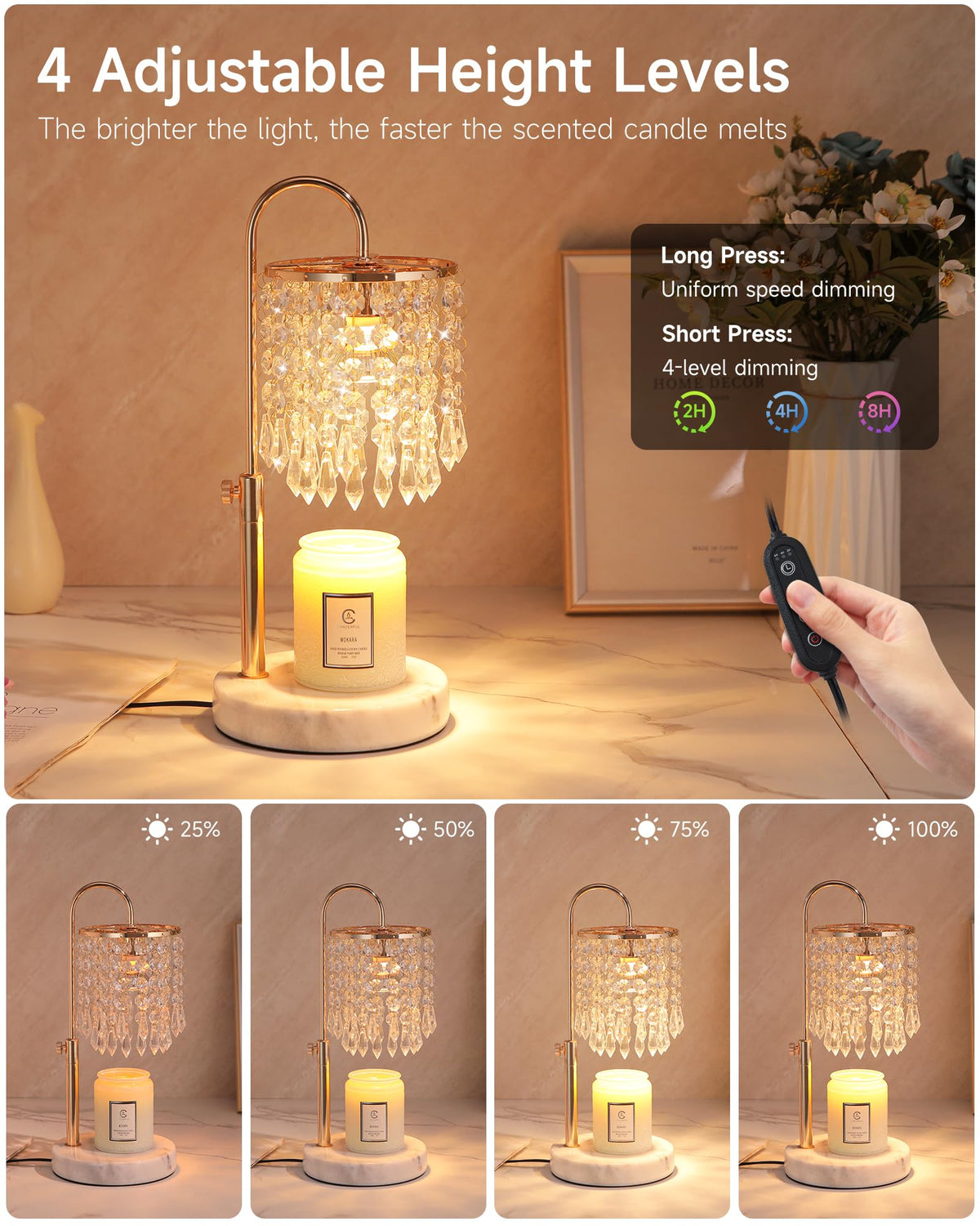 Candle Warmer Lamp with Timer Dimmer and 3 Bulbs S764
