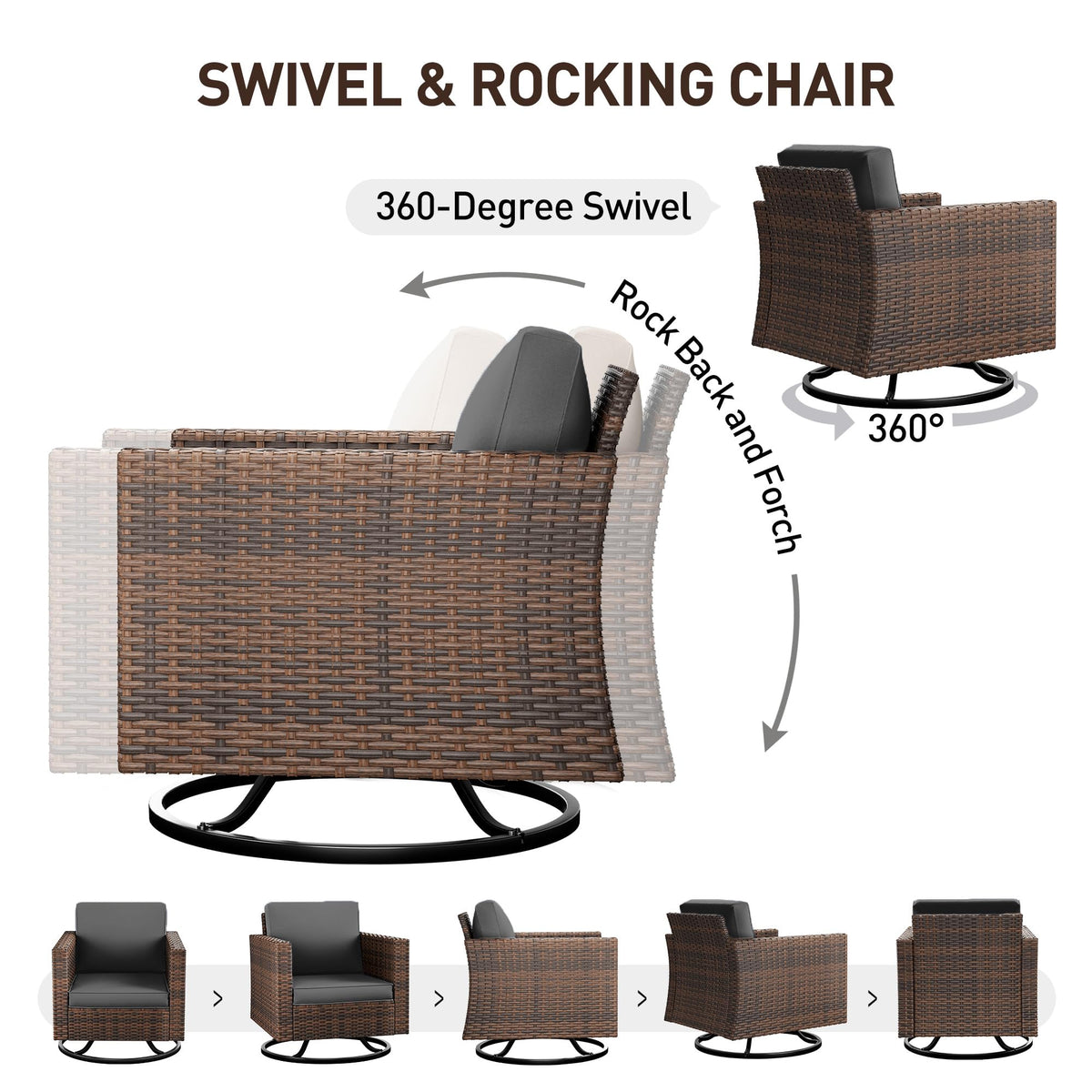 5 Pieces Wicker Rattan Patio Furniture Set with Storage Table X244