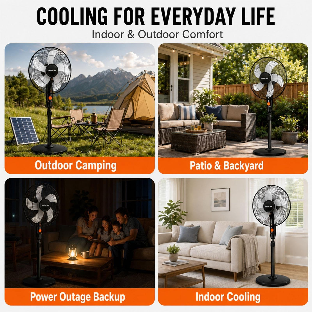 16 Inch Rechargeable Pedestal Fan with Solar Panel J414772
