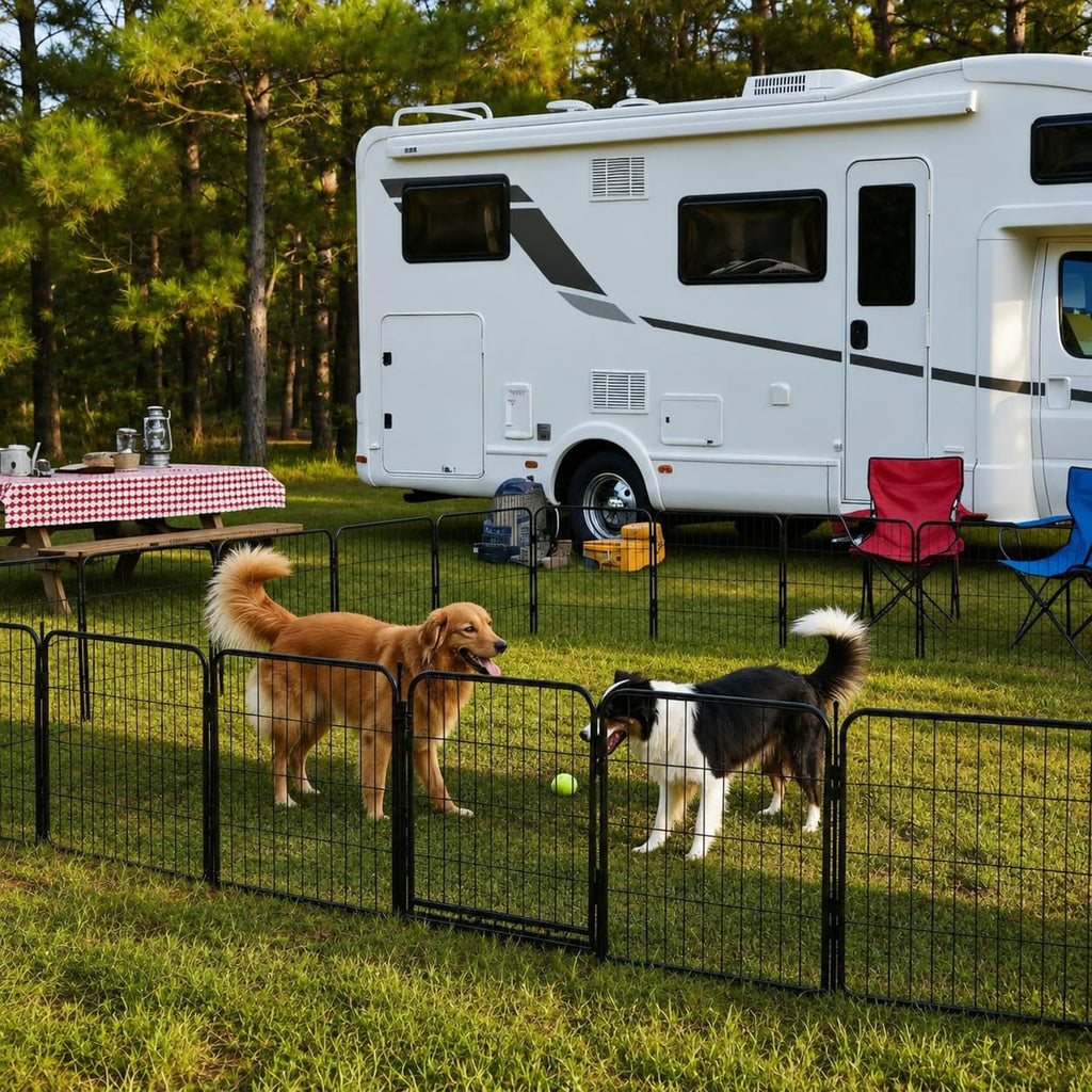 32 Inch 16 Panel Black Metal Dog Playpen S597913