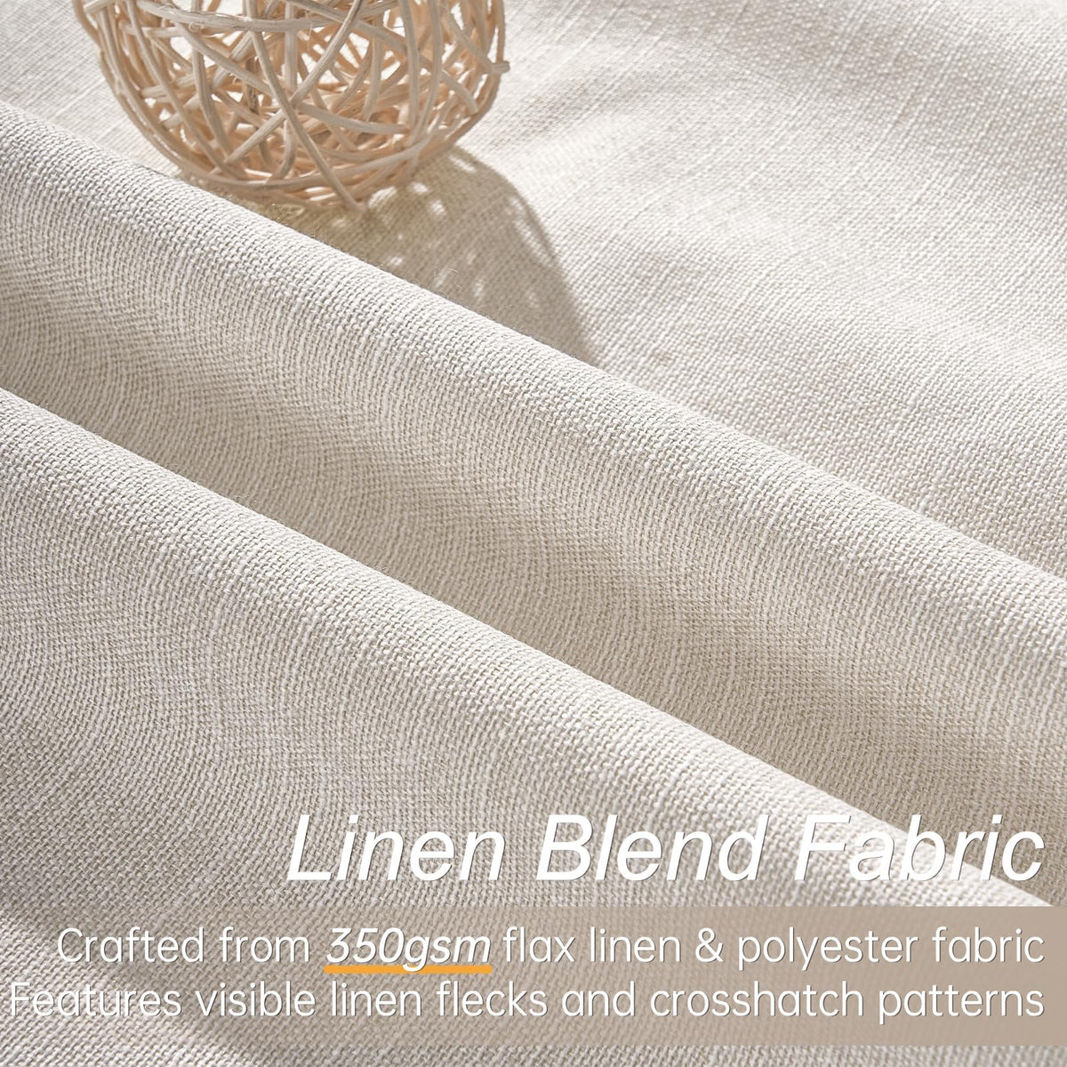 Cream Linen Blackout Curtains 84 Inch Pinch Pleat F7738