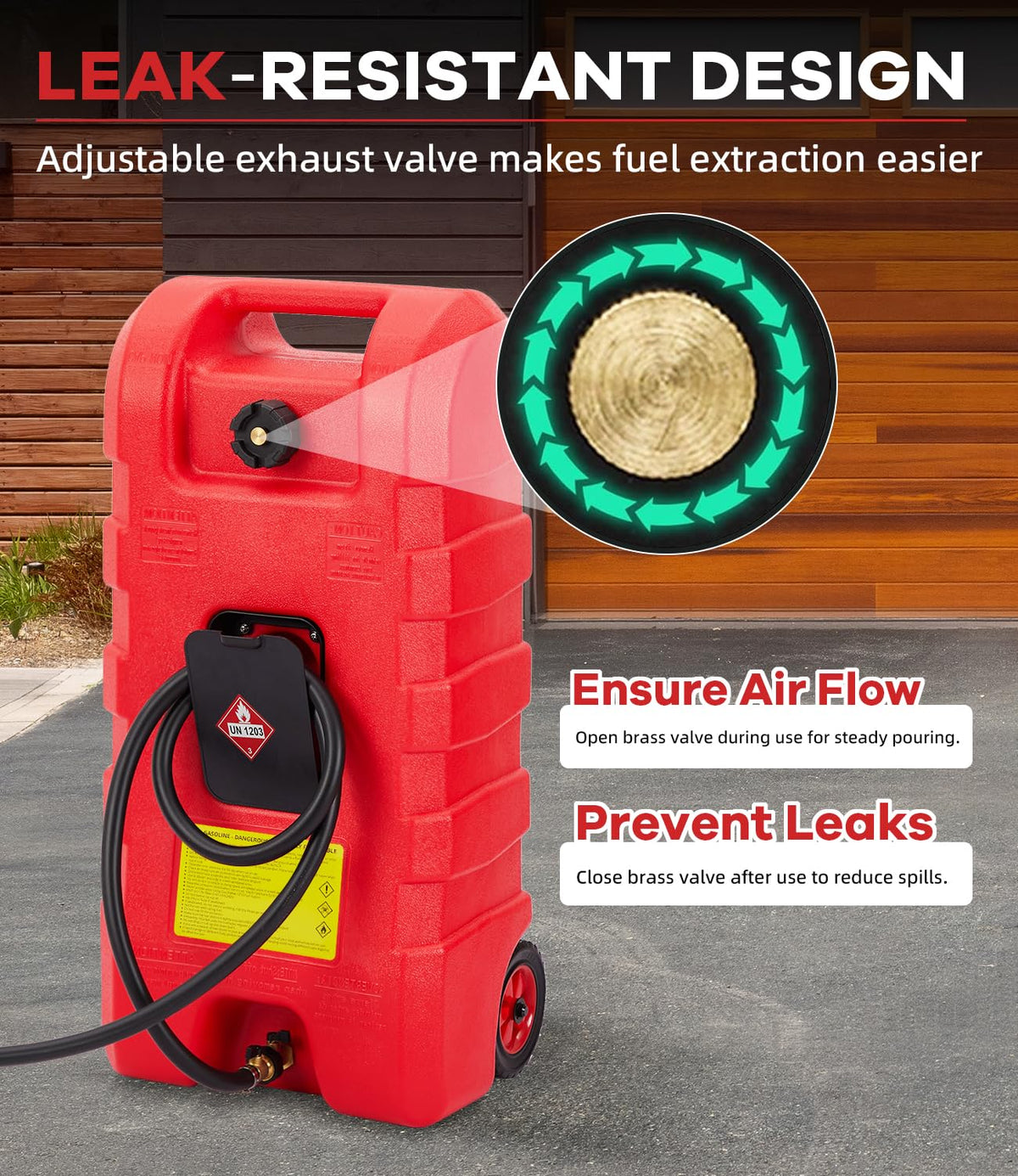 15 gal Red Portable Gas Can with Pump and Hose N9578