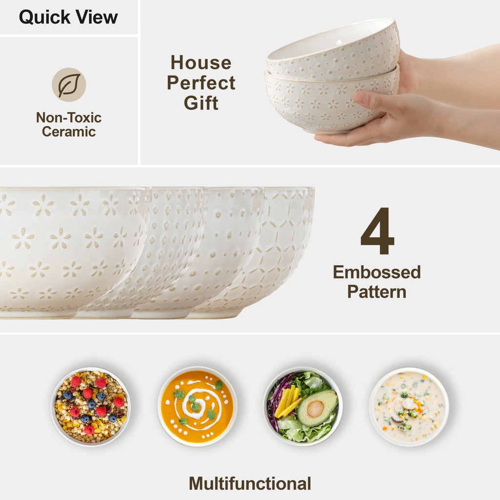 30 Ounce Ceramic Soup Bowls Set of 4 T175