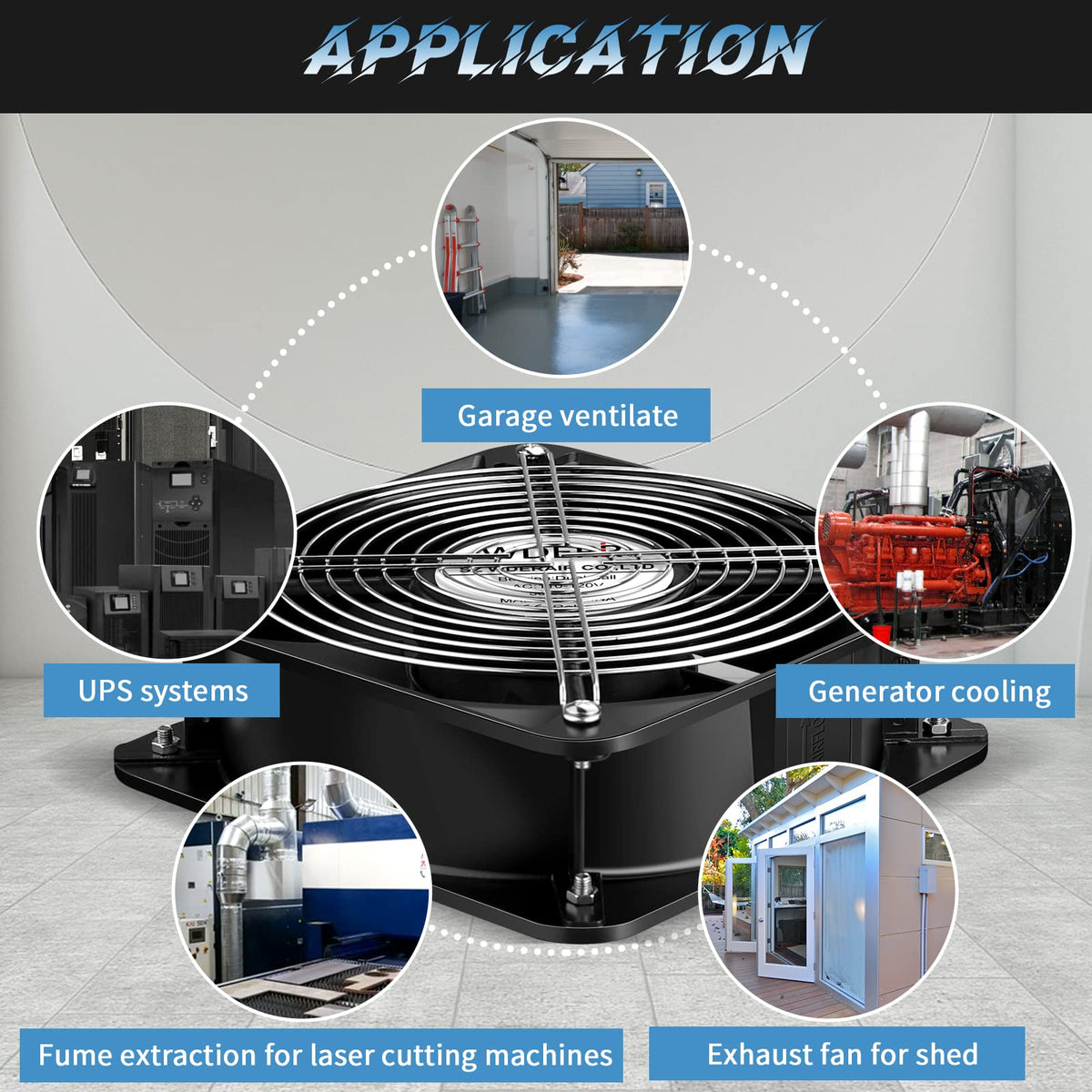 110V 120V 200mm x 60mm Axial Metal Case Fan B77484