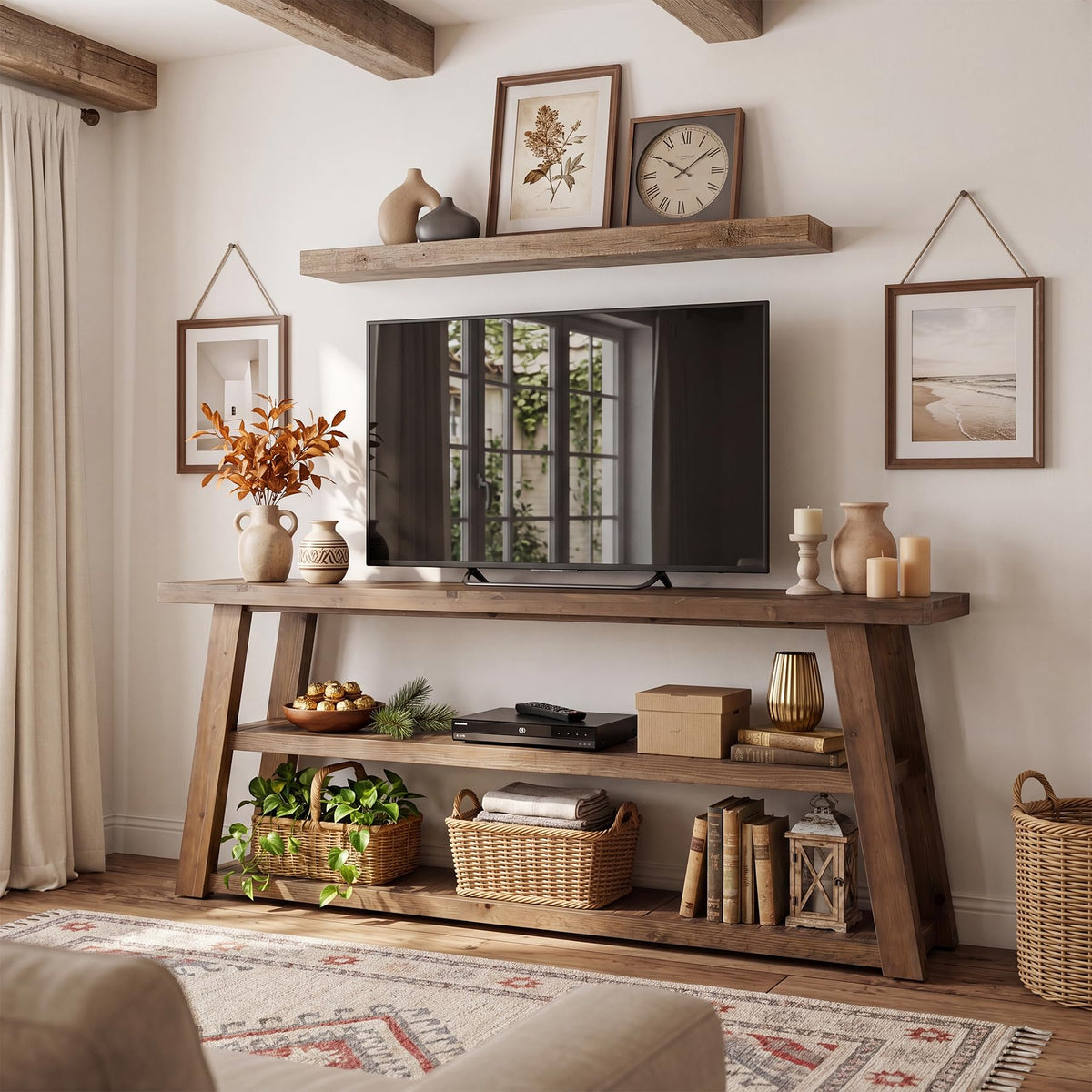 63" Solid Wood TV Stand Y1324