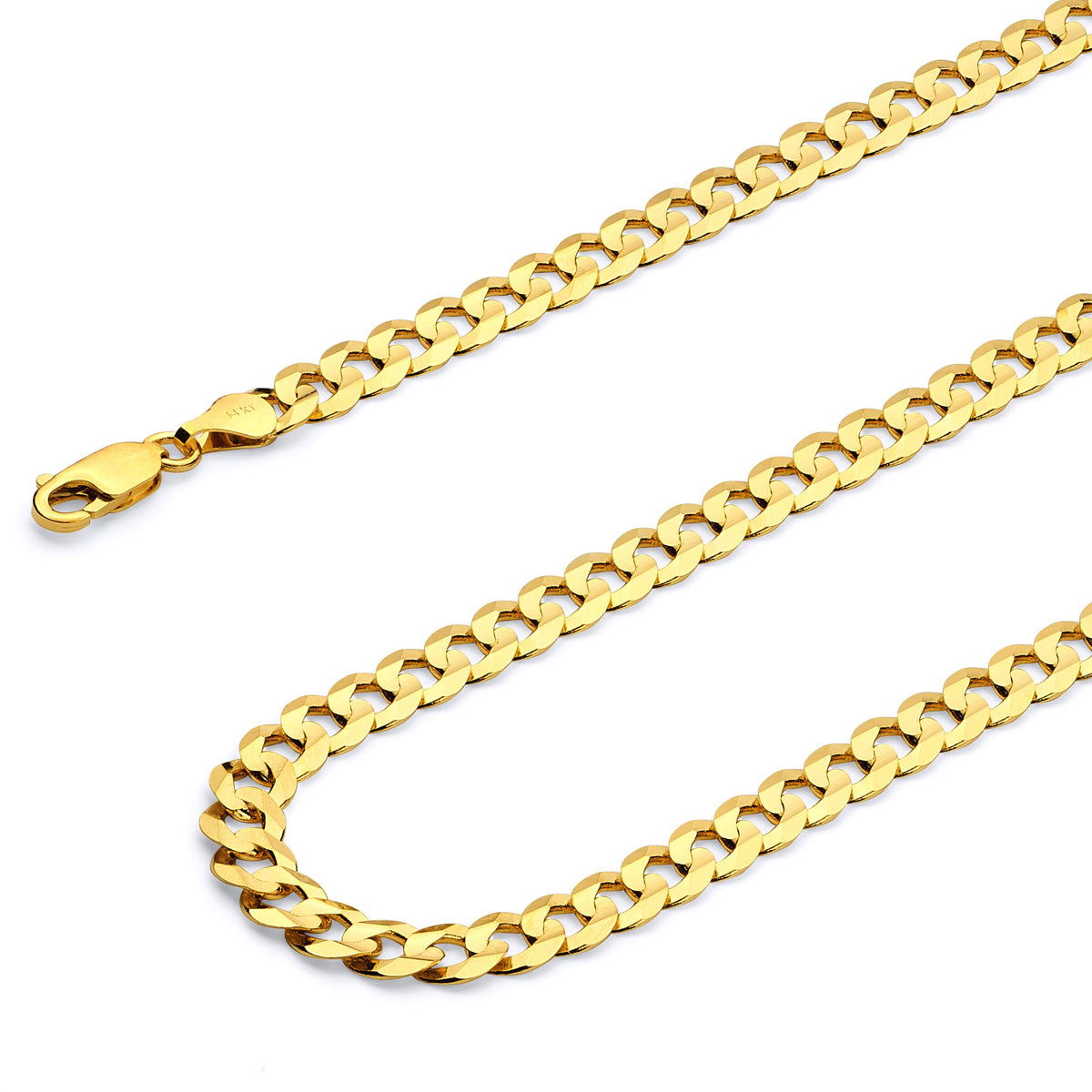 14k Yellow White Two Tone Gold Cuban Concave Curb Chain Necklace Bracelet U6429