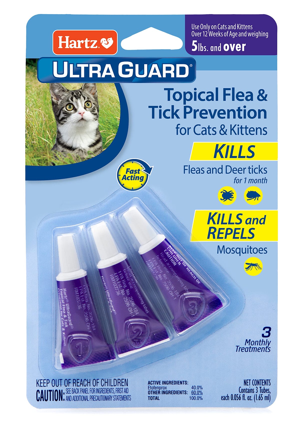 Flea & Tick Prevention for Cats and Kittens - 3 Monthly Treatments W95720