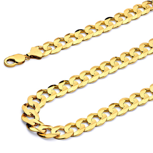14k Yellow White Two Tone Gold Cuban Concave Curb Chain Necklace Bracelet U6429
