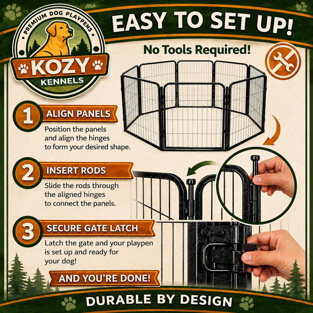 32 Inch 16 Panel Black Metal Dog Playpen S597913