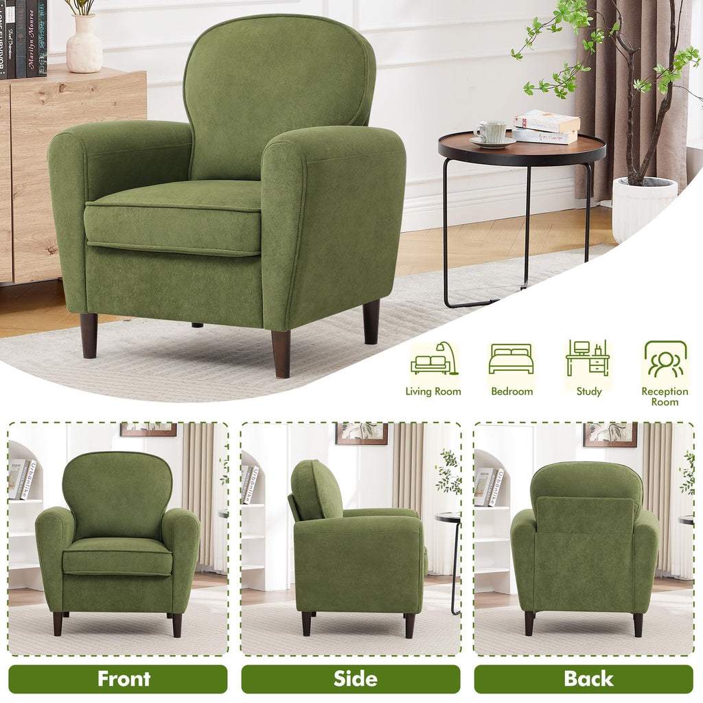 Green Mid Century Modern Upholstered Accent Chair Set of 2 R648