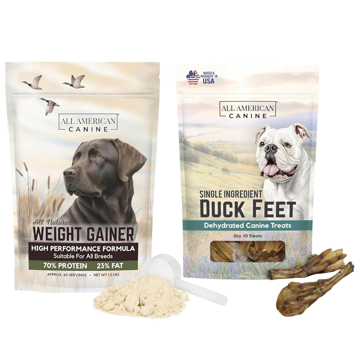 Dog Weight Gainer Powder & Duck Feet Bundle W454669