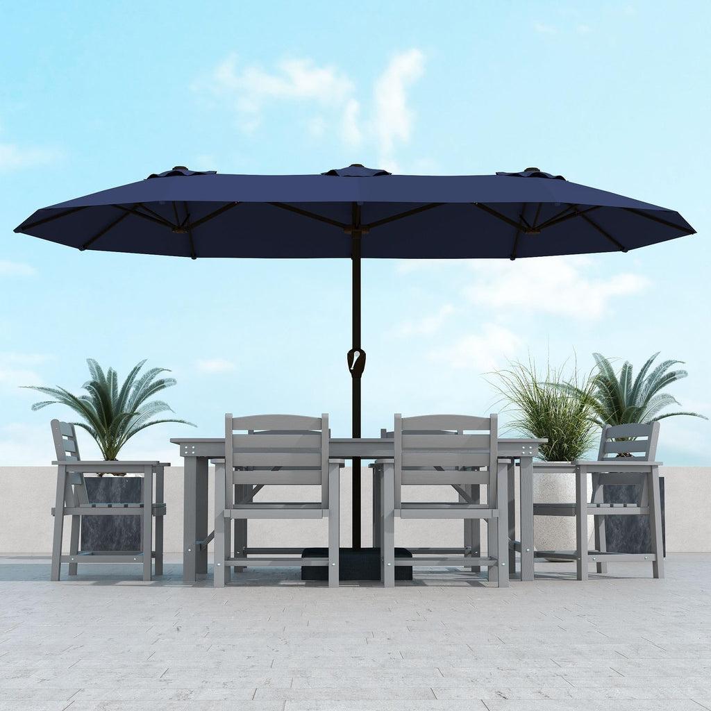 15ft Double-Sided Rectangle Patio Umbrella with Base M795