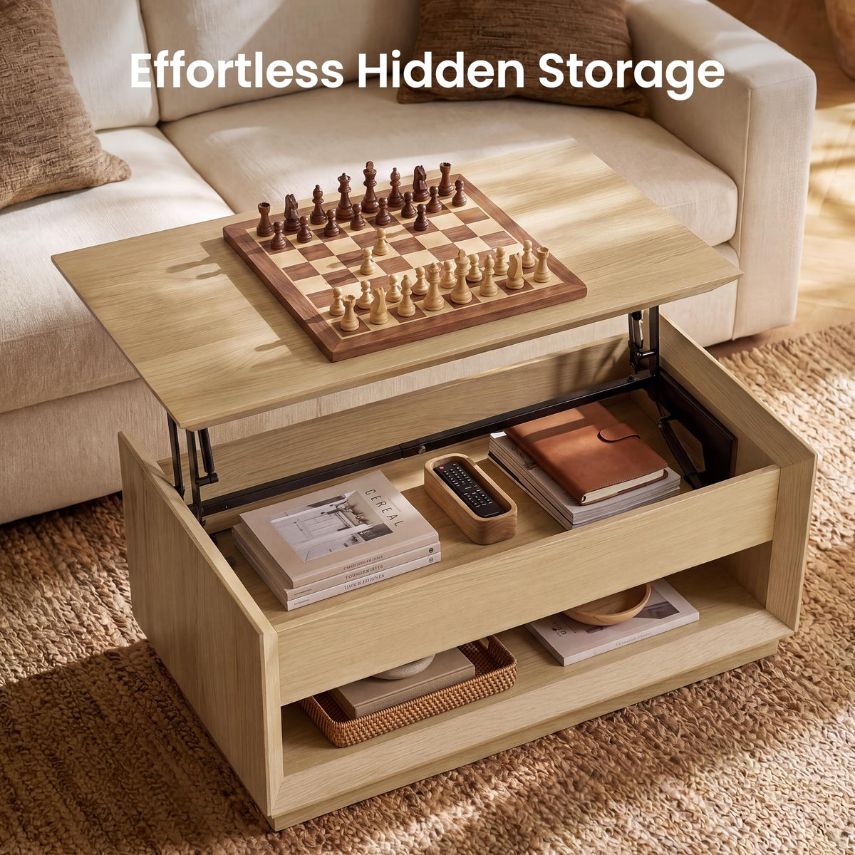 35" Lift Top Wood Coffee Table with Storage D773686