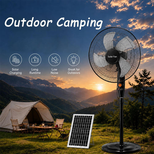 16 Inch Rechargeable Pedestal Fan with Solar Panel J414772