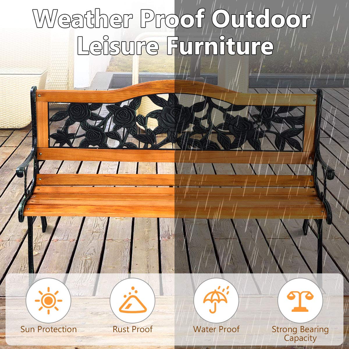 50 Inch Hardwood Frame Patio Bench E2235