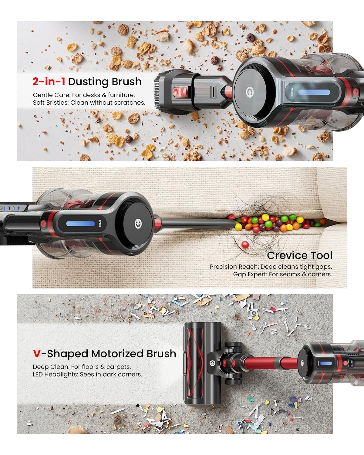 Lightweight Cordless Stick Vacuum Cleaner 45kPa 6 in 1 S915544