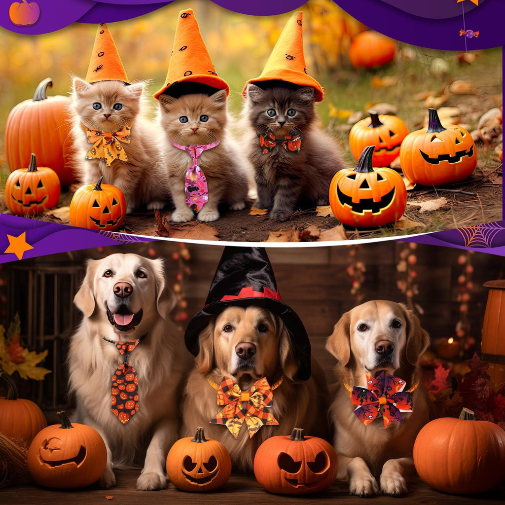 240 Pcs Halloween Dog Bows Tie Collars W23966