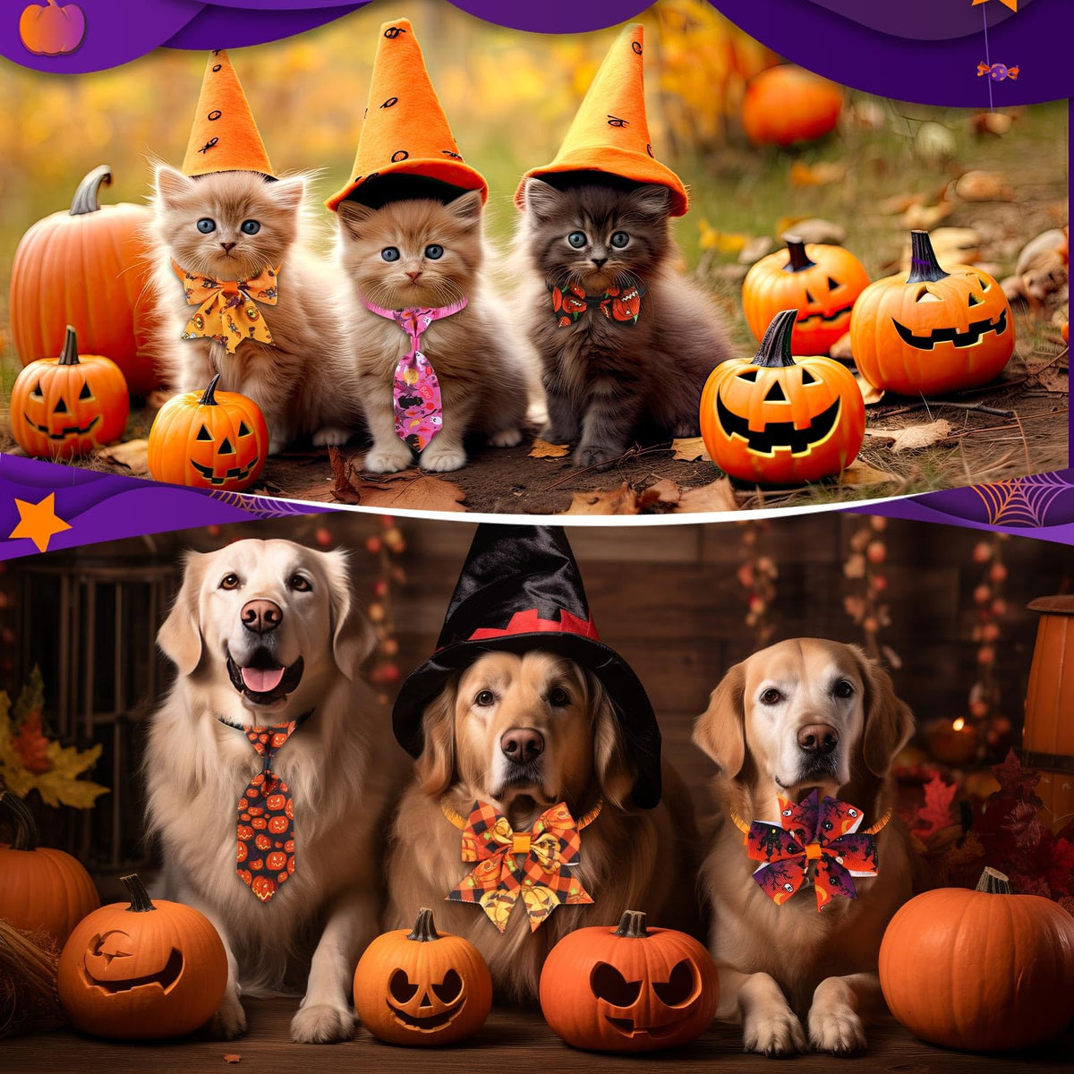 240 Pcs Halloween Dog Bows Tie Collars W23966