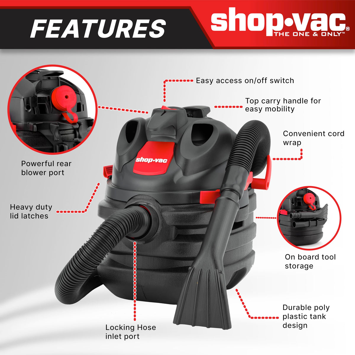 5 Gallon 6.0 Peak HP Portable Wet/Dry Vacuum M665805