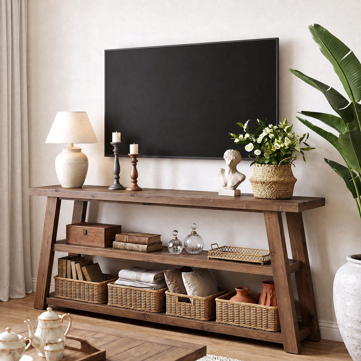 63" Solid Wood TV Stand Y1324
