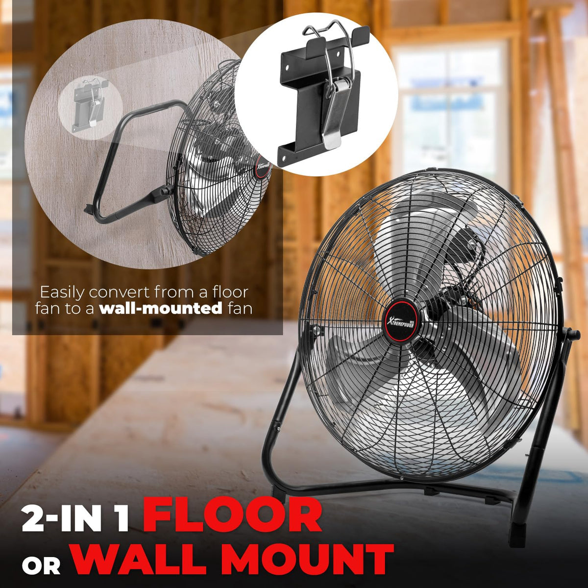 20-Inch Floor & Wall Mount Fan, 3-Speed 5000 CFM X488